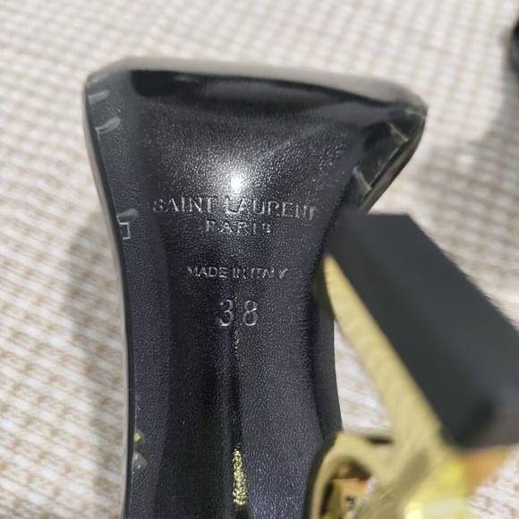 SAINT LAURENT Black Patent Leather Heeled Sandals - Picture 9 of 9